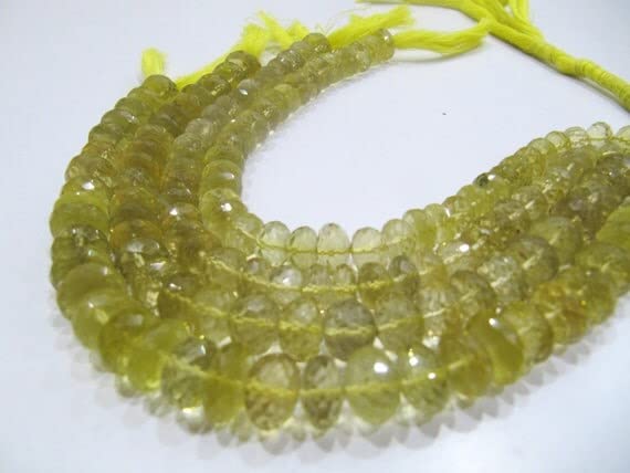 Perles Quartz Citron Facettées Éclat Lumineux Fil Rondelles 8-14mm