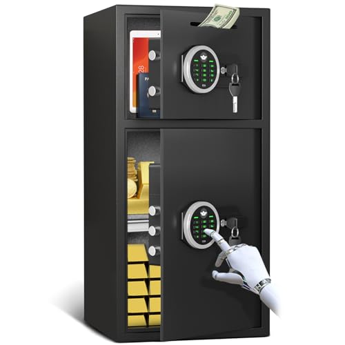 Image of 7.0 Cu ft Extra Large Home Safe Box Fireproof Waterproof, Double Door Digital Safe with Deposit Slot & Adjustable Shelf, Money Safe with Backlit Keypad & Dual Alarm for Home Office Business