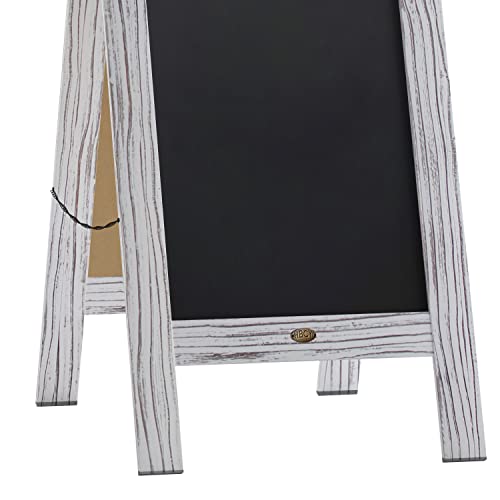 Hbcy Creations 40" X 20" Whitewashed Solid Pine Wood A-Frame Magnetic Chalk Board Sign, Menu Chalkboard, Framed Chalkboard, Outdoor Sign, Standing Chalkboard, Sandwich Board #TOP6