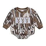 baorji Baby Boys Duck Hunting Clothes Long Sleeve Camo Sweatshirt Romper Oversized Bodysuit Infant Fall Winter Outfits (Brown, 0-3 Months)
