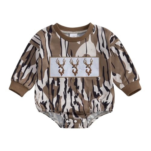 Baby Boy Duck Hunting Clothes Short Sleeve Camo Bubble Romper Shirt Onesie Bodysuit Infant Summer Outfit