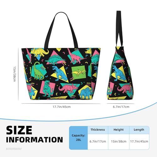 Large Beach Bags Water-resistant Sandproof - Cartoon Dinosaurs Kids Cute Beach Tote Bags for Women with Zipper2