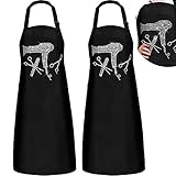 Coume 2 Pieces Hair Stylist Apron Hairstylist Salon Apron with Rhinestone Tools and 3 Pockets Waterproof Hairdresser Barber Aprons (Classic Style)