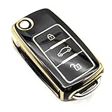 Top 10 Best Vw Touareg Accessory Reviews & Comparison 9 FEYOUN Key Fob Cover Compatible with VW Volkswagen Atlas Golf GTI Jetta Passat Tiguan Touareg Beetle Flip 3 Buttons TPU Remote Keyless Key Fob Case Protection Shell Accessories, Black