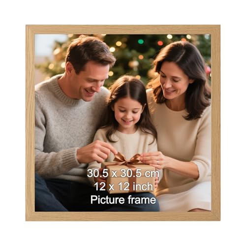 EYMPEU Un Cadre Photo 30x30 Naturel en Bois pour Accrocher au Mur ou La Table