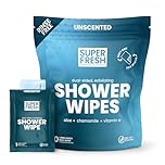 Super Fresh Shower Wipes Large Unscented Body Wipes for No Rinse Bathing Personal Hygiene Gym Travel Camping Enriched with Aloe and Vitamin E 10 Individually Wrapped Disposable Sheets