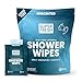 FunkBlock Body Wipes: Large Shower Wipes Ideal for Hygiene, Body Cleansing, Camping Wipes, Gym & Travel. No Rinse Bathing Wipes with Aloe and Vitamin E. Bag of (10) Unscented, Individually Wrapped,