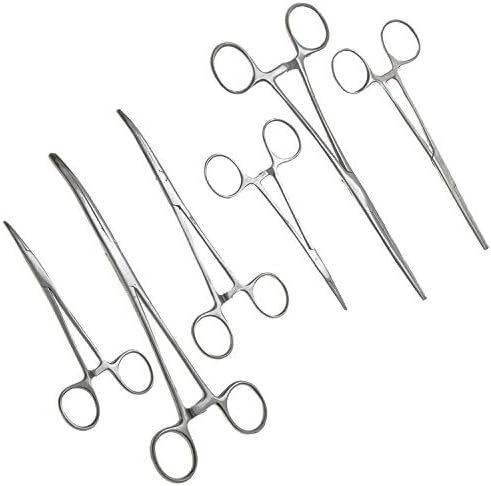 Ultimate Hemostat Set, 6 Piece Ideal for hobby tools, electronics, fishing and taxidermy (8", 6.25" and 5")