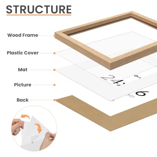Image of upsimples 24x36 Picture Frame Solid Wooden, Nursery Wall Frames Set of 3
