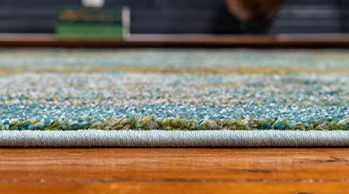 Image of Unique Loom Jardin Collection Vibrant Abstract Turquoise Runner Rug (2' 7 x 10' 0)