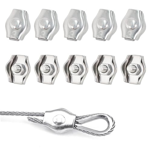 10 Pièces Serre Cable Acier,Serre Cable Inox,Simplex Clips,Serre-câbles en Acier Inoxydable,Pince Câble Métallique Serre