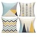 Fodere per cuscini triangolari geometriche Grigio acqua Motivo moderno semplice decorativo Giallo Tangram Onda Copricuscini esterno per terrazza Decor per camera Balcone Divano 45x45cm Set di 4
