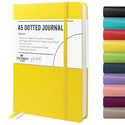STATIONERY ISLAND Bullet Dotted Journal A5, Hardcover Dotted Notebook, Thick 120gsm Paper 180 Pages Journal Notebook