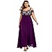 Sommerkleid Damen Elegant Abendkleid Lang Große Größen Damen Off Shoulder Spitzenkleid Sexy Elegant Schulterfrei Cocktailkleid Vorne Kurz Hinten Lang Festkleid für Mollige Ballkleid Partykleid