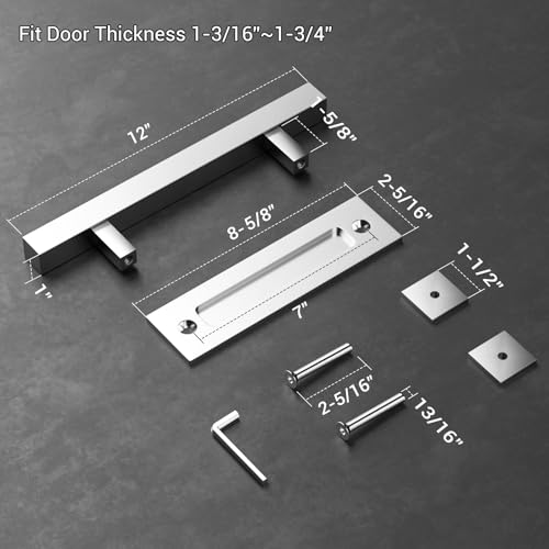 TOPCCJHHD Barn Door Handles 12'' Stainless Steel Sliding Door Pull Flush Handle Double Sided Square Brushed Finish Heavy Duty by TOPCCJHHD - Used condition - Image 5