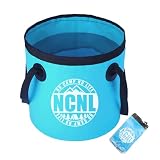 NCNL(NO CAMP NO LIFE) バケツ 折りたたみバケツ キャンプ アウトドア 釣り 洗車 コンパクト 大容量 折り畳み 12L 20L 軽量 持ち運び 掃除 車載 洗濯 旅行 フィッシング ソロキャンプ (ブルー, 20L)