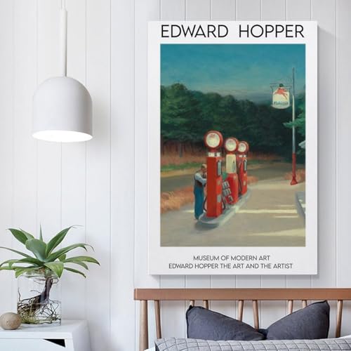 Tableau d'Edward Hopper Gaz habillez un mur vide avec une grande impression toile vintage