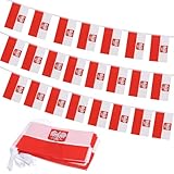 Poland State Ensign Flag Banner, Small Mini Polish Eagle Flags Patriotic Decoration for Party, Classroom, Sports Events, 33 Feet 30 Flags