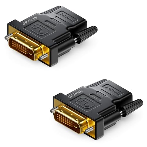 Image of DVI to HDMI Adapter, DVI 24+1 Male to HDMI Female High Speed Adapter Converter Gold Plated Support 1080P for HDTV, Plasma, DVD, Projector, Computer (Black) (Pack of 2)