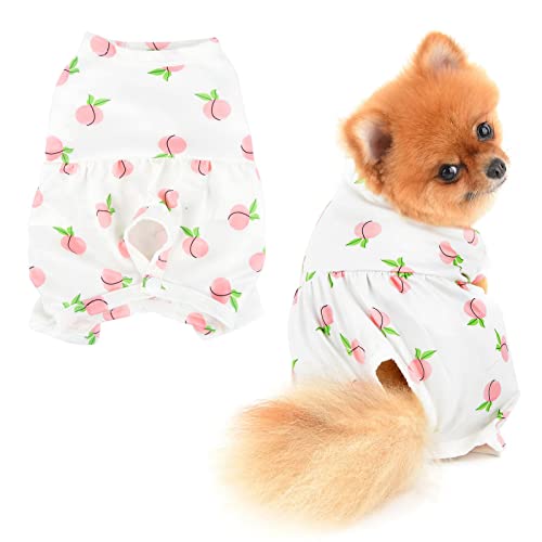 PAIDEFUL Small Dog Recovery Suit Peach Pajamas After Surgery Spring Summer Soft Comfortable Breathable Puppy Clothes Pullover Post-Operative Cats Costume, White, S
