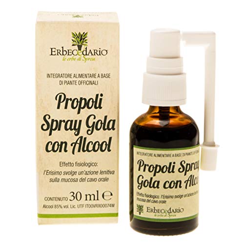 Propoli Spray Gola con alcool azione lenitiva sulle prime vie respiratorie 30ml, propoli con eucalipto erisimo e limone, spray mal di gola purificante - Made in Italy