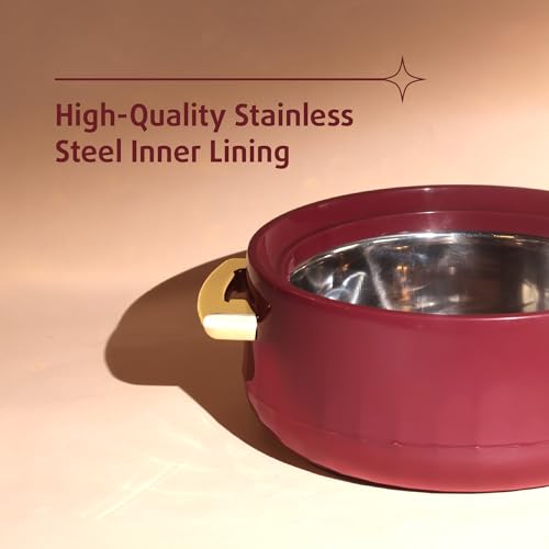 Image of SELVEL Elegance Casserole | Advanced PU Insulation | Elegant Design Hot Pot | Hot Case Keeps Food Hot & Fresh for Hours | Serve Chapati, roti, Biryani and More (Royal Maroon, 1700)
