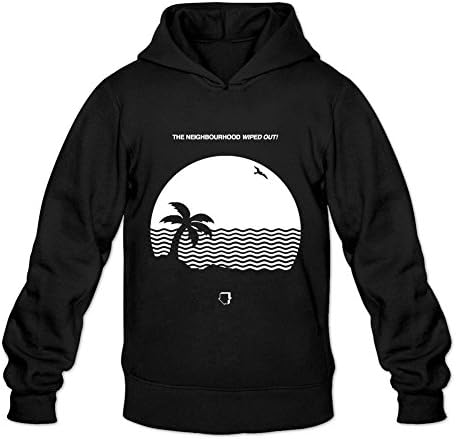 JGNOZ Men's Wiped Out! The Neighbourhood Printed Hoodie-100% Organic Cotton Black L