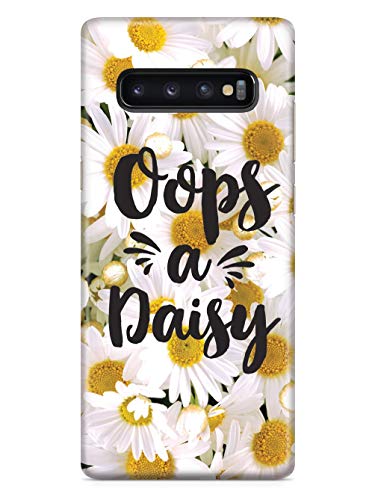Inspired Cases - Compatible with Galaxy S10 Plus Case - 3D Textured Protective Phone Case for Samsung Galaxy S10 Plus - Oops A Daisy - White