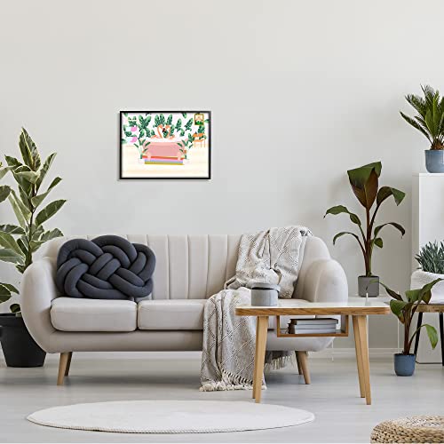 Image of Tropical Pink Flamingo Bubble Bath, 16 x 20 Inch Framed Giclee Print | Stupell Industries | Black, 20 x 16 Inches, Easy to Hang and Sturdy, Made in USA, by Ashley Singleton