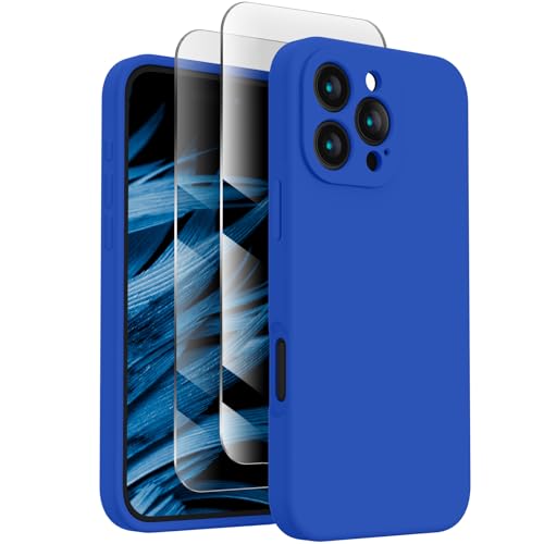 Image of FireNova Designed for iPhone 16 Pro Max Case, Silicone Upgraded [Camera Protection] Phone Case, Soft Anti-Scratch Microfiber Lining Inside, 2024, Klein Blue