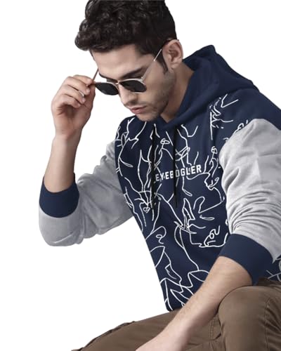 Image of EYEBOGLER Men's Printed Cotton Blend Hooded Neck Full Sleeves Sweatshirt