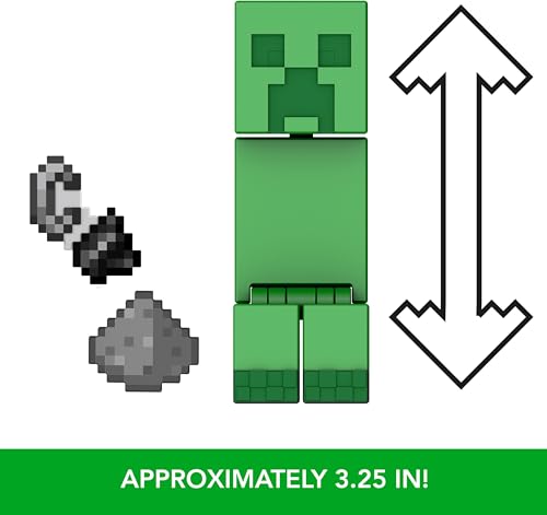 Mattel Minecraft Assortiment de figurines articulées et d’accessoires, 8 cm, design pixélisé (les personnages peuvent varier) HTL80