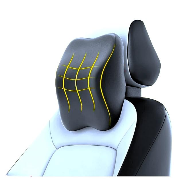 Image of PROTEGO Universal Memory Foam Car Neck Rest Pillow with Washable Velvet Cover | Relieves Neck Pain | Ergonomic Support Orthopedic Cushion Ultra Soft| for All Hatchback SUV Sedan Cars |Black (Medium)