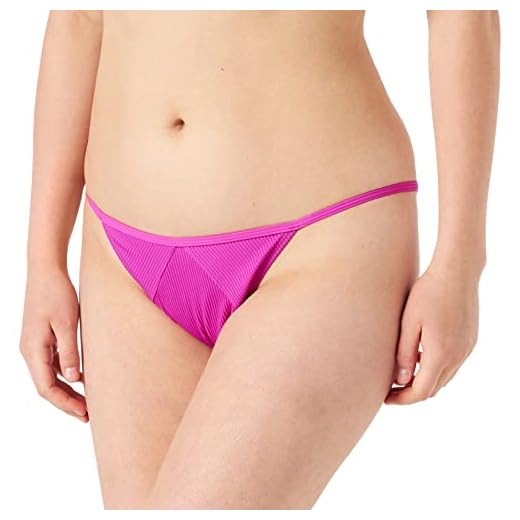 PUMA Ribbed Tanga Parte Inferior de Bikini, Morado, M para Mujer