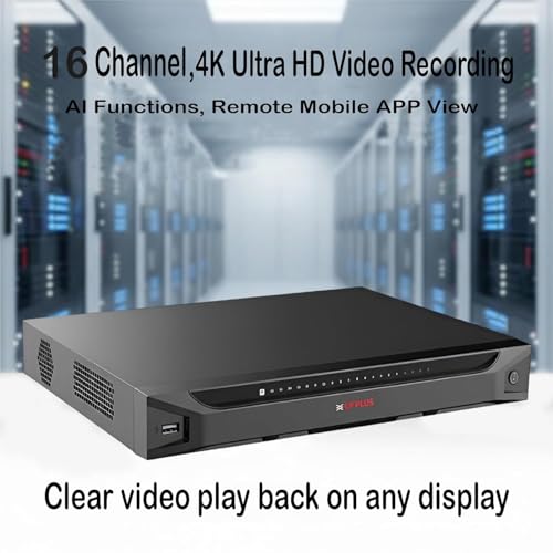 Image of CP Plus 16 Ch. 4K Network Video Recorder, Instastream, H.265, H.264 Compression, Support 1 SATA HDDs up to 20TB Each, 2 USB Ports, 1 HDMI, 1VGA, Perimeter Protection, SMD [CP-UNR-4K2161-V4]