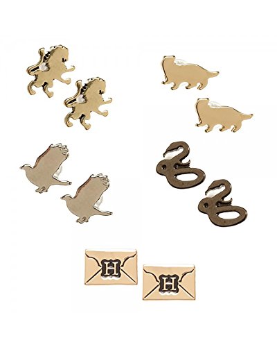 Preisvergleich Produktbild Harry Potter Offizielle Hogwarts Symbole Annahme Brief Ohrringe Set - 5 Paar