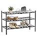SHUIYUE étagère à Chaussures,Étagère à Chaussures en Bambou à 3 Niveaux étagère à Chaussures empilable Organisateur de Stockage sur Pied pour entrée Couloir Placard Table (Noir)