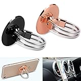 IVSO Finger Ring Stand, Cell Phone Ring Holder 360 Rotation Ring Car Mount for All Smartphone,Finger Grip Rings (Black and Rosegold)