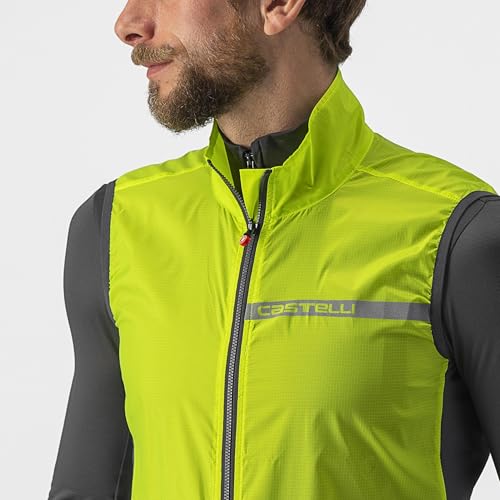 Castelli Colete masculino elástico Squadra, à prova de vento, comprimento total, com gola alta para