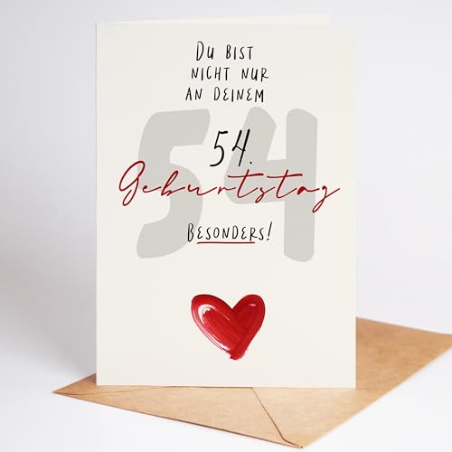 Lovely Cards - Geburtstagskarte 54 Frau Mann - 54. Geburtstag Frau Mann - besondere Glückwunschkarte zum Jubiläum - Geschenke zum 54ten Geburtstag - Geschenk Mama (DIN-A6)
