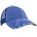 Unisex Distressed Low Profile Trucker Mesh Summer Baseball Sun Cap Hat Blue