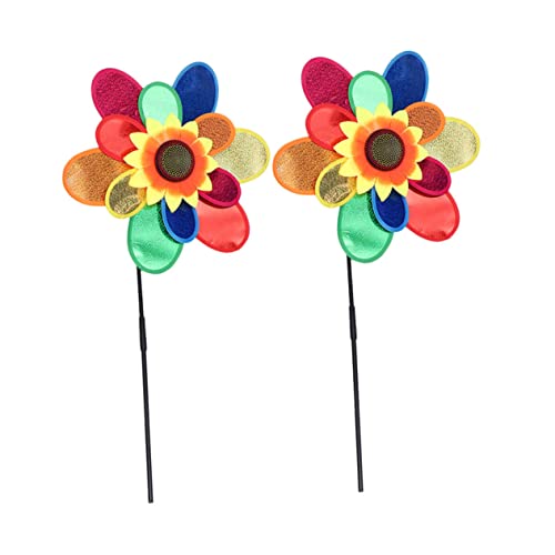 UPKOCH 2 Stück Teiliges Sonnenblumen Windrädchen Stabile Pinwheels für Garten und Außenbereich Bunte Windmühlen Deko für Jungen und Mädchen Wetterfeste Gartenstecker für Blumenbeete und