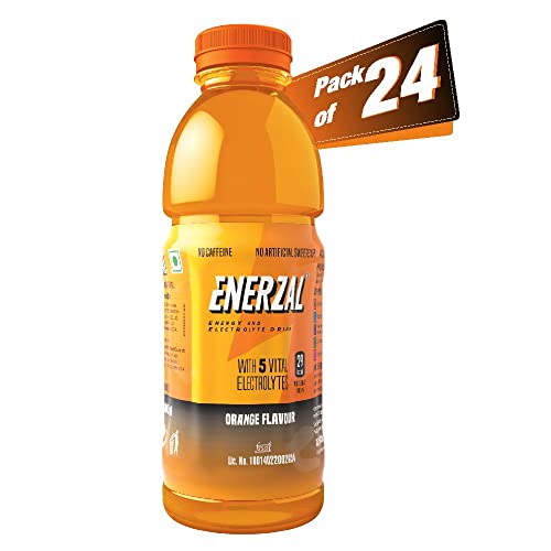 Image of Enerzal Energy Drink Orange Flavour 500ml | Instant Liquid Hydration Drink | Pack of 20 with 4 Units Complimentary