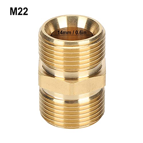 Brass Pipe Fitting, High Pressure Sprayer Adapter Brass M22 Metric Male Thread 14mm Hose Connector Coupler Pressure Washer Coupler