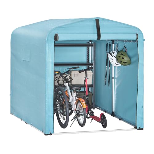 SoBuy Fahrradgarage wetterfest Geräteschuppen Fahrradgarage für 2-4 Fahrräder Carport Zelt mit UV-Schutz Fahrradschuppen für Regenschutz Motorrad Garage Gartenhaus Blau 159x165x219cm KLS11-L-BL