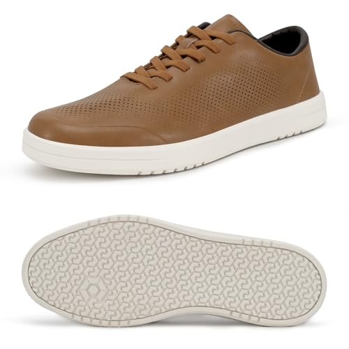 Image of Men's Barefoot Dress Shoes - Zero Drop Comfort Breathable Micro-Perforated Learher, No Break-in Needed, Slip-On Elastic Laces for Business & Travel
