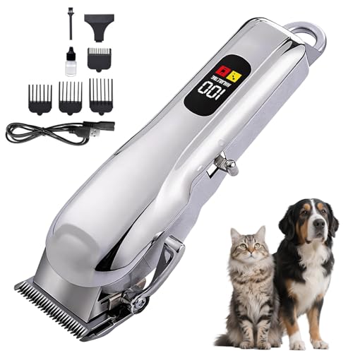 Hundeschermaschine, Schermaschine Hund Katze Schermaschine Katze, Tierhaarschneidemaschine für Dichtes Fell Leise Leistungsstark Kabellos Wiederaufladbar für Hunde und Katzen Fellpflege zu Hause