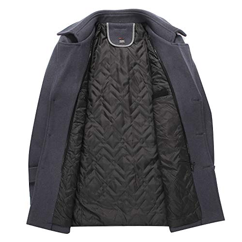 Image of INVACHI Men's Wool Blend Coat Warm Winter Trench Coat with Detachable Soft Scarf Single Breasted Pea Coat
