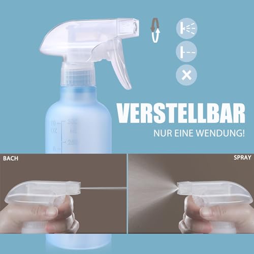 VEXPLO Sprühflasche Klein, Sprühflasche Haare Pflanzen Reinigung Haustier, Einstellbarer Nebel/Strahl, BPA-freies Kunststoff Wassersprühflasche 300 ml 2er Pack