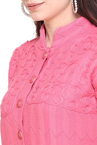 Image of Womens Full Sleeve Button Self Design Long Cardigan